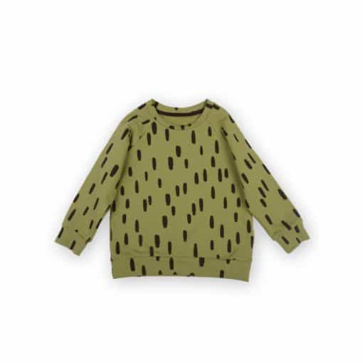 Bio Kinder Sweatshirt PIEK olivgrün mit braunem Printmuster