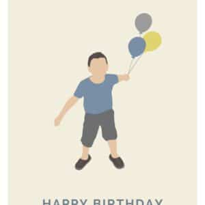 Happy Birthday Karte Junge mit den Luftballons