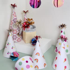 nachhaltige Kinder-Silvester Partydekortion Partyhütchen aus Milchtüten
