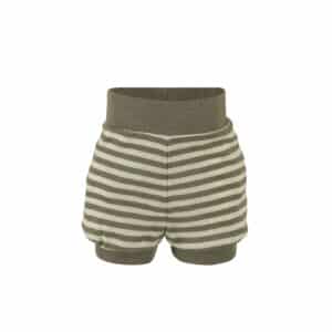 Babyshorts aus feiner Wolle-Seide-Mischung von Engel Natur, gestreift, Farbe natur/olive