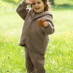 Engel Babyjacke Kinderjacke aus Merinowollfleece Walnuss melange